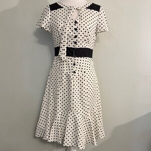 Diamond Pattern Vintage Black and White Dress